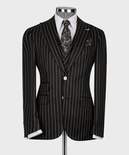 Load image into Gallery viewer, Striped Balck & White Classic Vest Suit