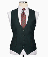 Load image into Gallery viewer, Dark Green Plaid Three Piece Suit