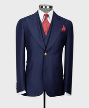 Load image into Gallery viewer, Navy Classic Vest Suit With Gold Buttons