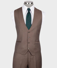 Load image into Gallery viewer, Light Brown Striped Classic Vest Suit