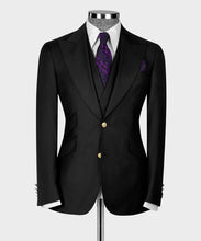 Load image into Gallery viewer, Black Classic Vest Suit with Gold Buttons