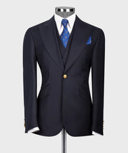 Load image into Gallery viewer, Dark Navy Classic Vest Suit With Gold Buttons