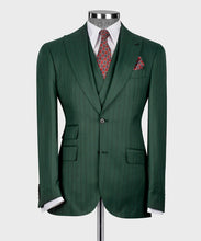 Load image into Gallery viewer, Green Striped Classic Vest Suit