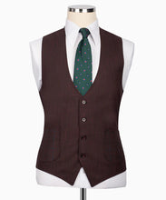 Load image into Gallery viewer, Brown Plaid Three Piece Suit
