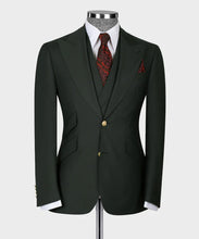 Load image into Gallery viewer, Dark Green Classic Vest Suit with Gold Button