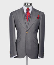 Load image into Gallery viewer, Grey Classic Vest Suit with Gold Button
