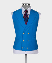 Load image into Gallery viewer, Light Blue Gold Button Classic Suit