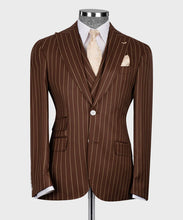 Load image into Gallery viewer, Striped, Brown Classic Vest Suit