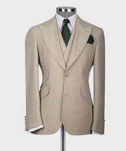 Load image into Gallery viewer, Cream Classic Vest Suit With Gold Buttons