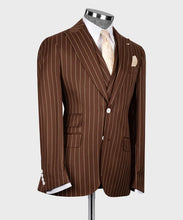 Load image into Gallery viewer, Striped, Brown Classic Vest Suit