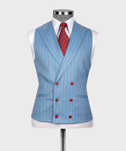 Load image into Gallery viewer, Blue-Red Striped Classic Vest Suit