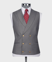 Load image into Gallery viewer, Grey Classic Vest Suit with Gold Button