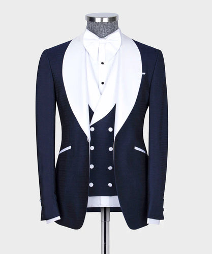 Classic Navy Blue-White Tuxedo