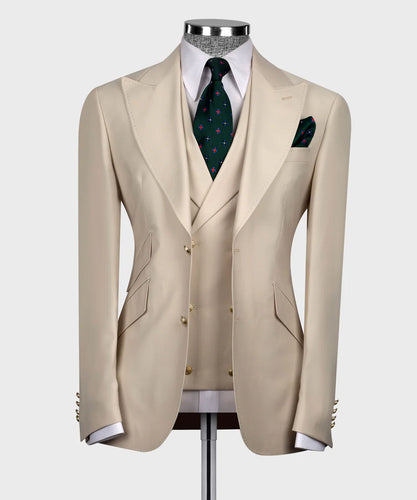 Light Beige Classic Vest Suit