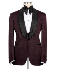 Load image into Gallery viewer, Burgundy Embroidered Collar Tuxedo