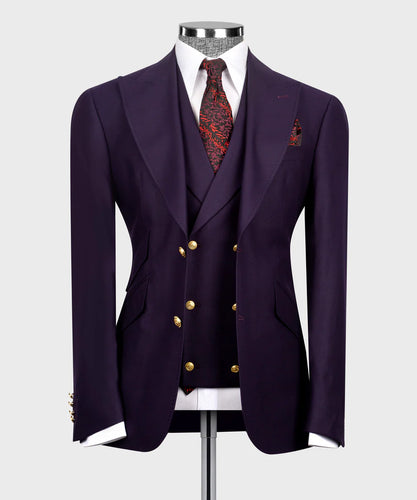 Classic Dark Purple Vest Suit