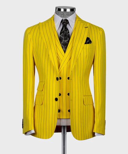 Yellow Striped Vest Suit