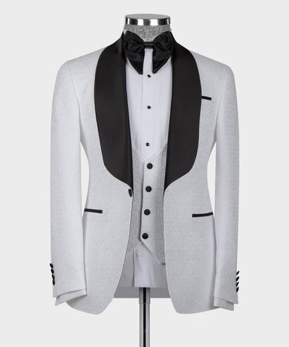 White Tuxedo With Black Satin Collar