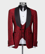 Load image into Gallery viewer, Red Tuxedo with Black Satin Collar