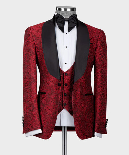 Red Tuxedo with Black Satin Collar