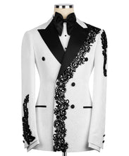 Load image into Gallery viewer, White Jewelry Tuxedo with Black Rhinestones