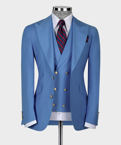 Light Blue Classic Vest Suit