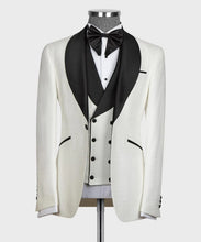 Load image into Gallery viewer, Cream Tuxedo With Black Wide Lapel