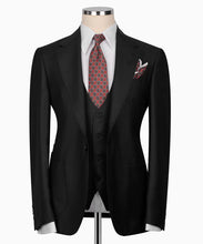 Load image into Gallery viewer, Black Plaid Three Piece Classic Suit