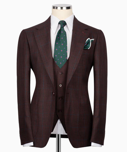 Brown Plaid Three Piece Suit