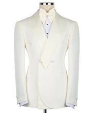 Load image into Gallery viewer, White Double-Breasted Tuxedo with Geometric Collar