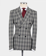 Load image into Gallery viewer, Gray Plaid Double Breasted Suit