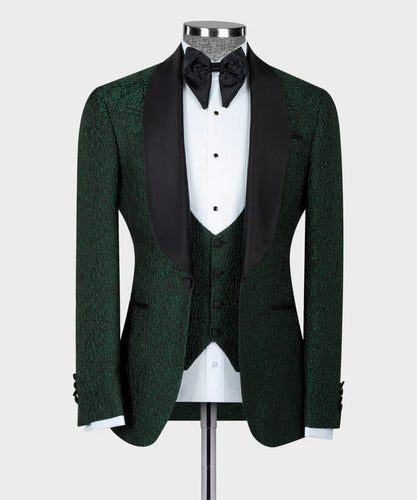 Green Tuxedo With Black Wide Lapel