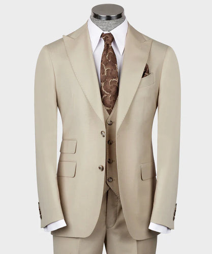 Light Beige Classic Vest Suit
