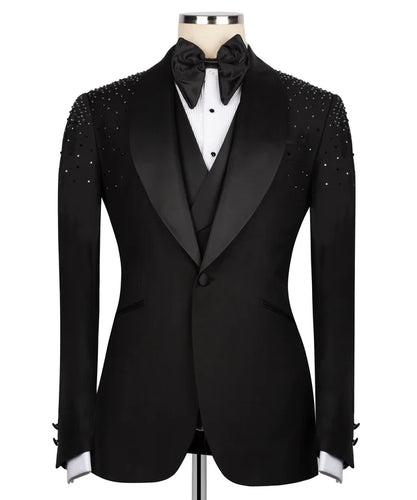 Black Tuxedo with Shoulder Stone