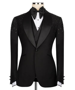 Black Tuxedo with Shoulder Stone