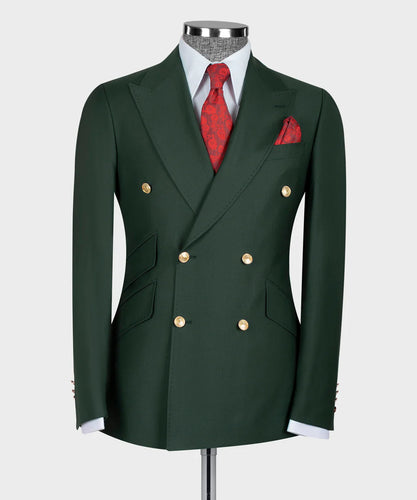 Dark Green Double-Breasted Suit
