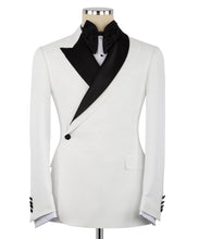 Load image into Gallery viewer, White, Black Double Breasted Tuxedo