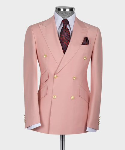 Baby Pink Double Breasted Gold Button Suit