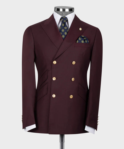 Burgundy Double-Breasted Suit