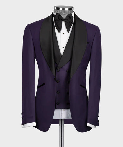 Purple Tuxedo With Black Wide Lapel