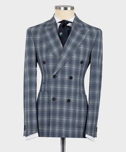 Blue Plaid Double-Breasted Suit