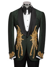 Load image into Gallery viewer, Stone Embroidered Green Tuxedo
