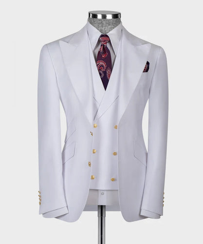 White Classic Vest Suit