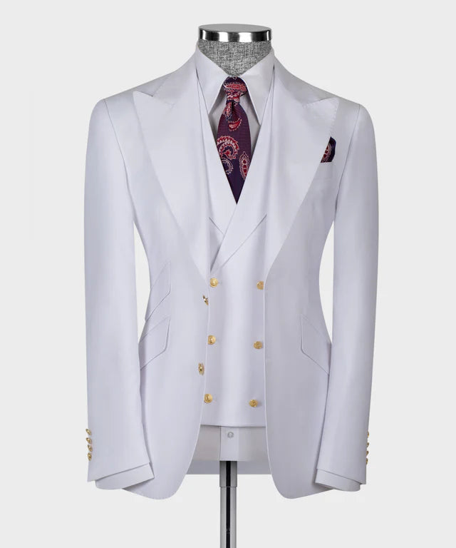 White Classic Vest Suit