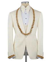 Load image into Gallery viewer, White-Gold Detailed Collar &amp; Sleeves Jewelry Tuxedo