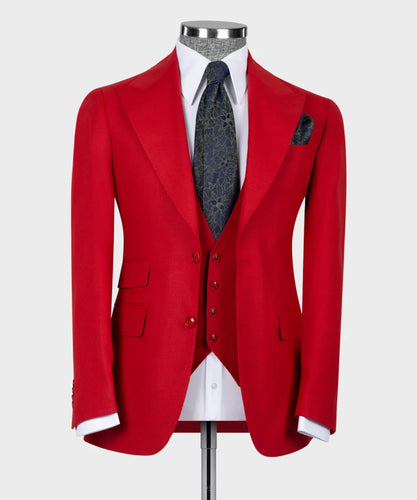 Red Classic Vest Suit