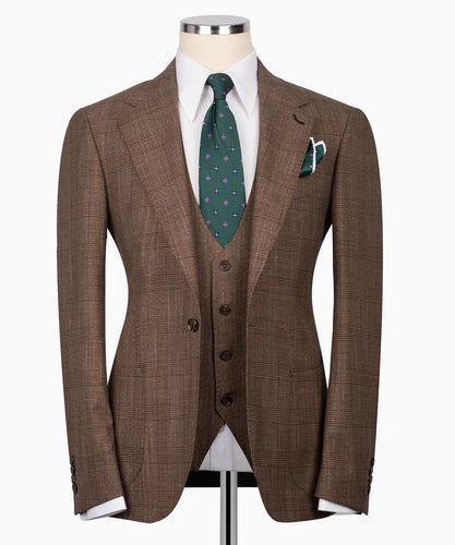 Brown Plaid Three Piece Suit