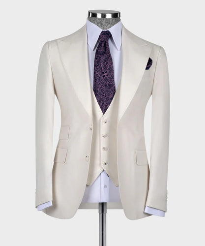White Classic Vest Suit
