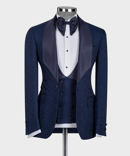 Navy Blue Embossed Tuxedo