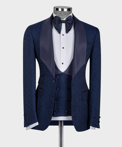 Navy Blue Embossed Tuxedo